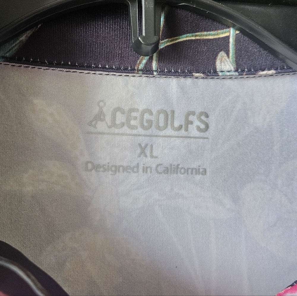 Acegolfs Floral Long Sleeve Quarterzip Workout Top - Picture 2 of 6